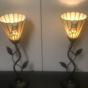 Set of lamps with handmade stained Tiffany shades